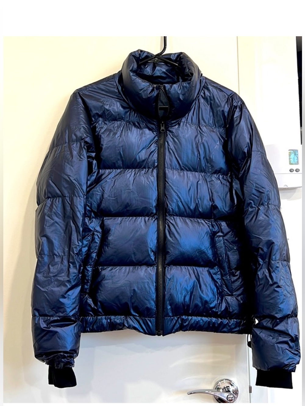 Kuwalla Navy Shiny Puffer Jacket - Women's Lightweight Coat
